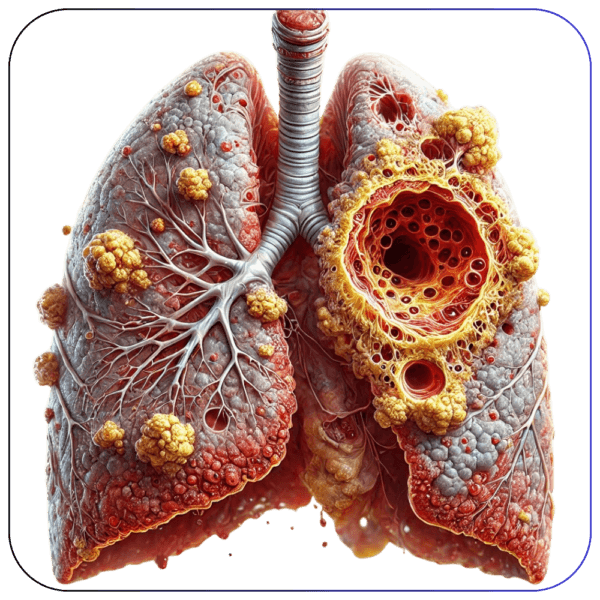 Clinical illustration of a lung abscess